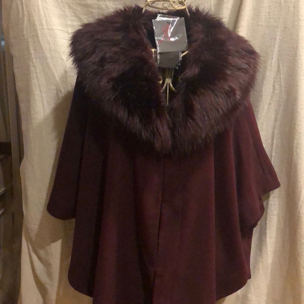 Adriana Landau Poncho with removable fur